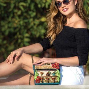 Brand new, never used Mary Frances Tiki Bar crossbody handbag
